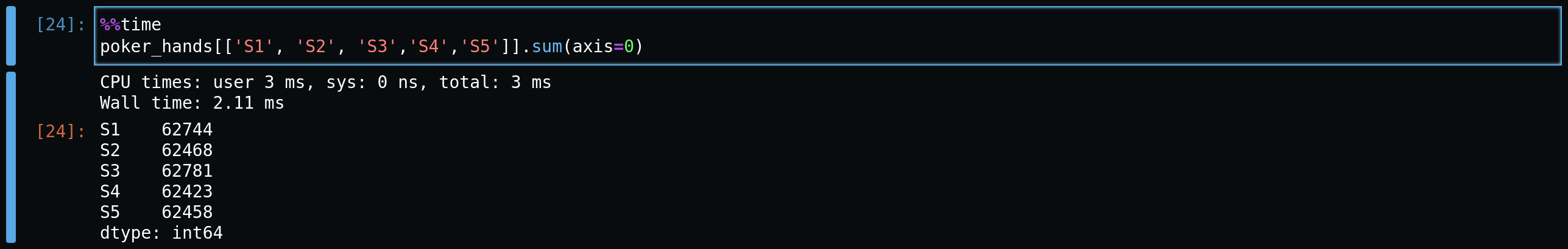 Using the built in sum method