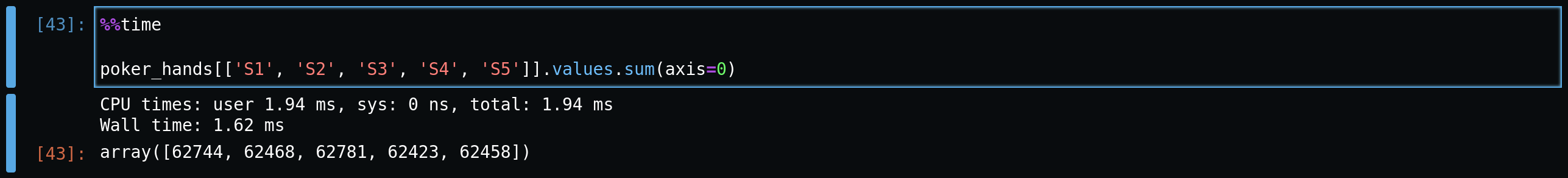 using dataframe.values for high performance